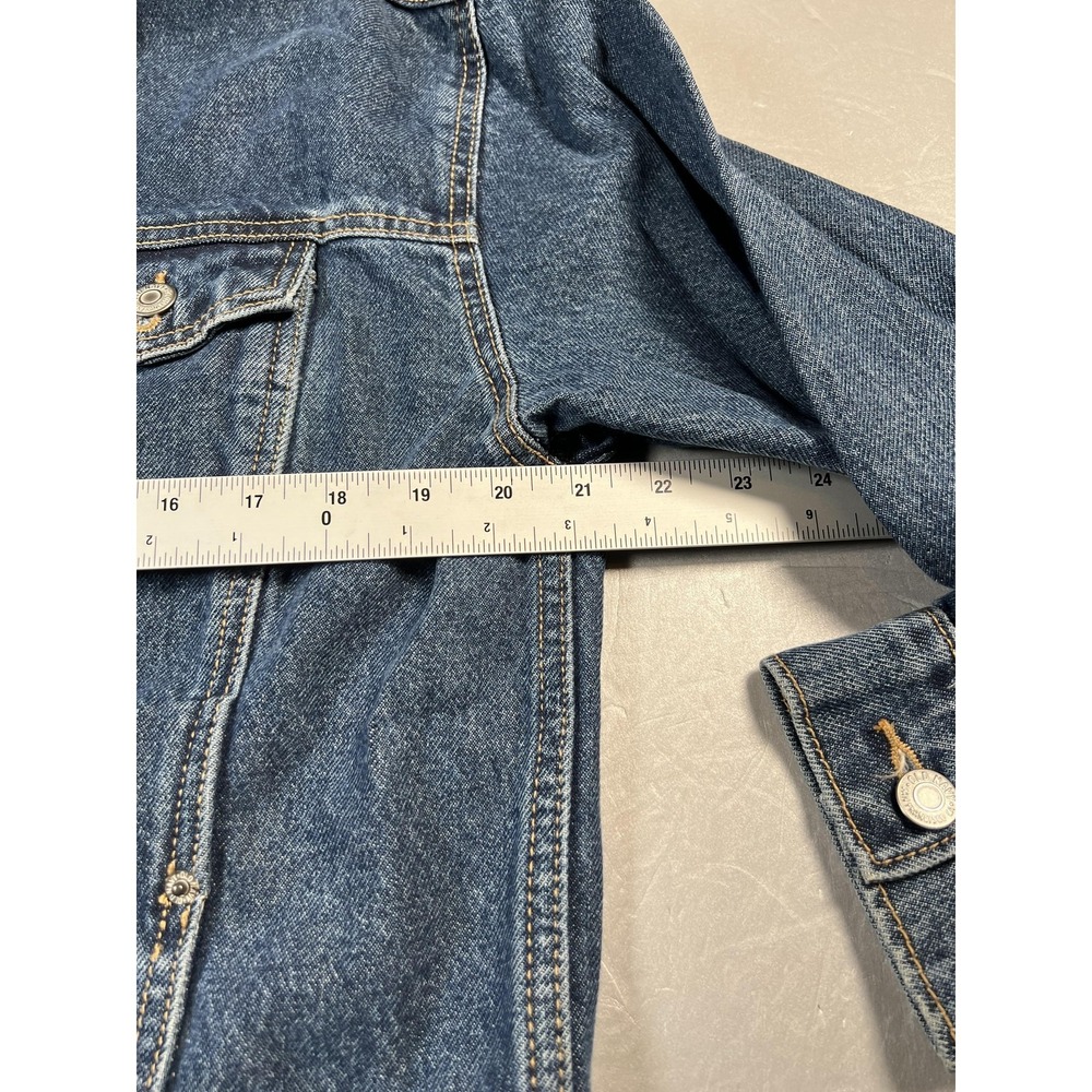 Old Navy Jacket Mens Large Blue Denim Trucker Button Front Pockets Casual - Picture 3 of 6